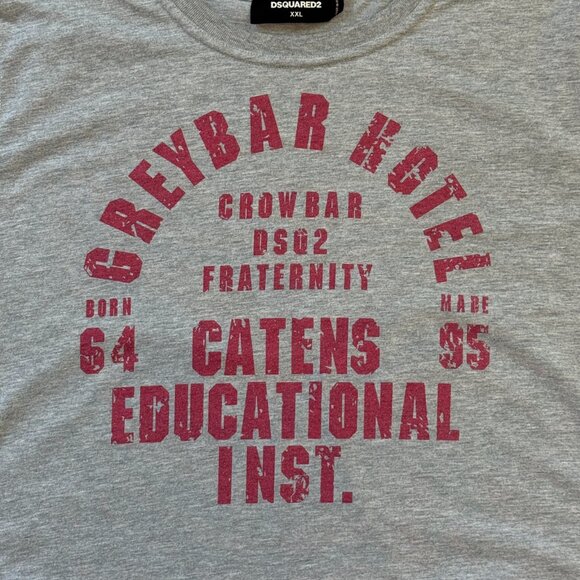 Dsquared2 Fraternity Catens Educational Institute Men's Gray T-Shirt - XXL / 2XL - Picture 3 of 6